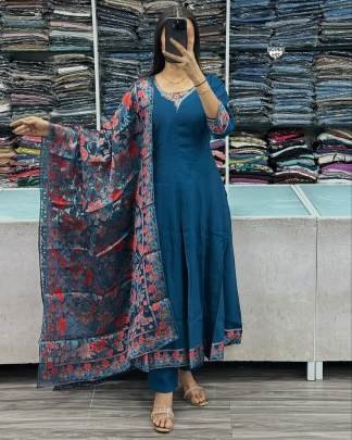 Blue Anarkali Kurta Set