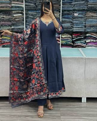 Blue Anarkali Kurta Set