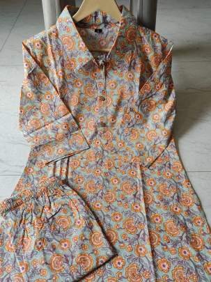 Cotton Floral Printed Night Suit For Women