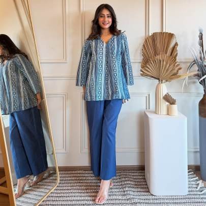 Cotton Top-Palazzo Pant Set 