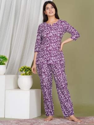 Designer Cotton Printed Night Suit For Women