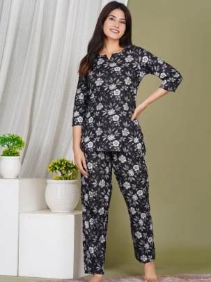 Designer Cotton Printed Night Suit For Women