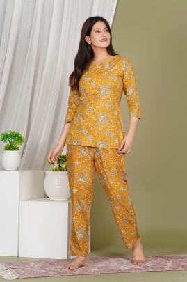 Designer Cotton Printed Night Suit For Women