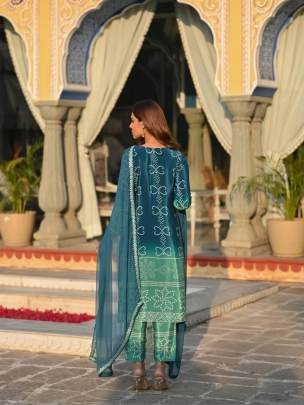 Pink Peach And Orange Ombre Pure Crepe Bandhani Suit Set
